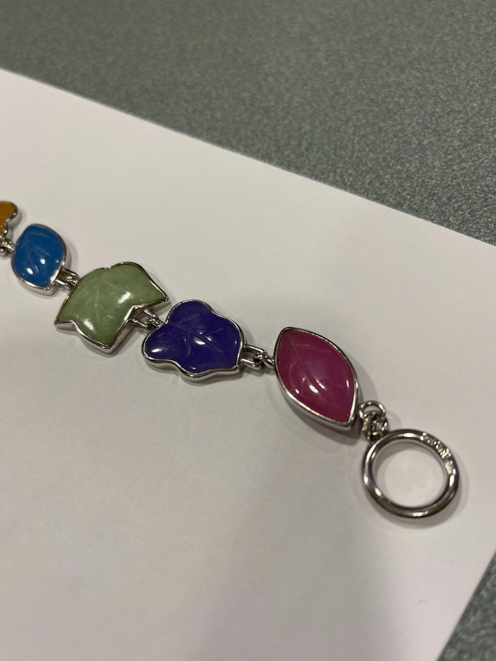 Multi-Color Jade Link Bracelet - Women Jewelry - Picture 3 of 5